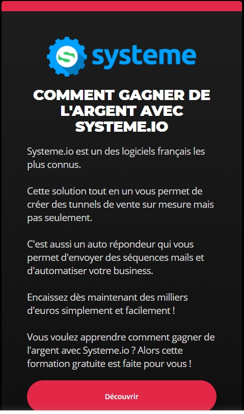 gagner argent systeme io ecom french touch - formation gratuite et code promo